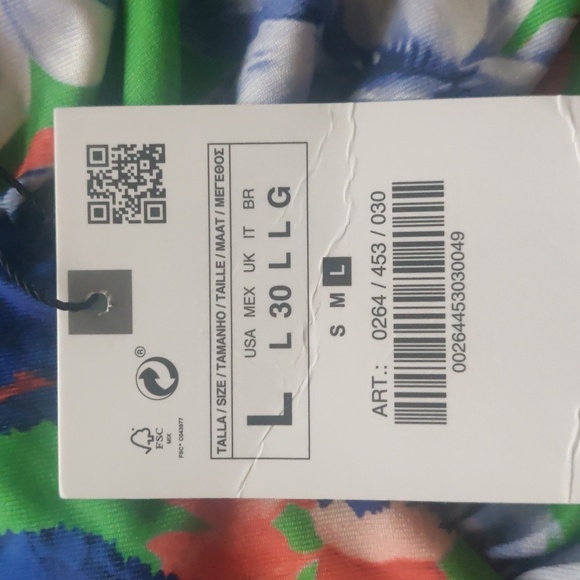 Zara One Sleeve Floral Green/blue/red Asymmetric Bodysuit. Size L. - Picture 12 of 12